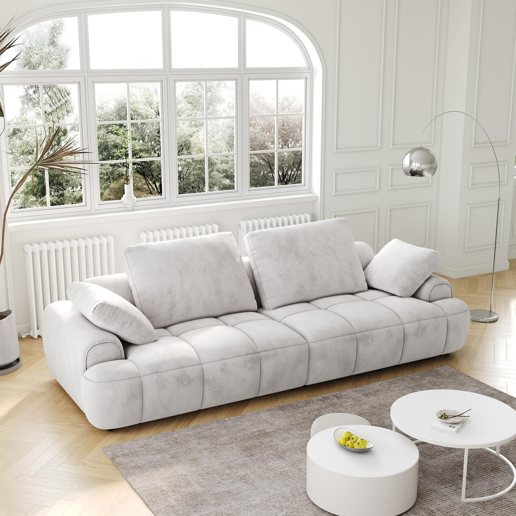 Light Gray Velvet 3 Seat Sofa with Pillow G99486