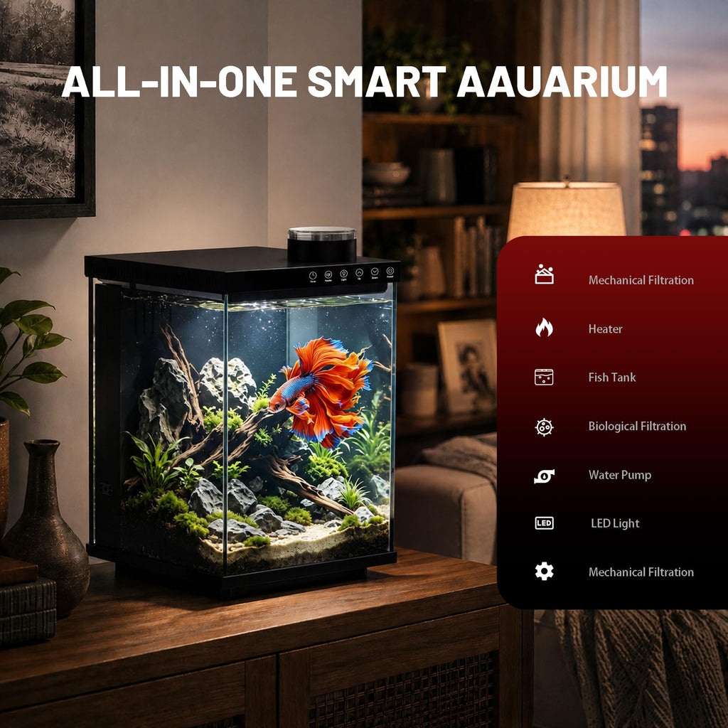 4 Gallon Ultra-Clear Glass Aquarium Kit with Auto Feeder Z9305