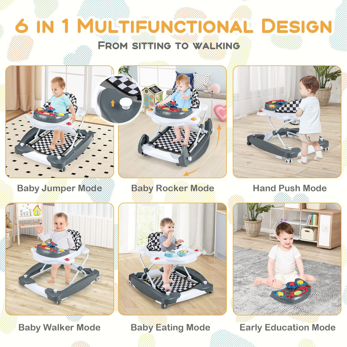 Foldable Adjustable Baby Walker with Wheels Z431