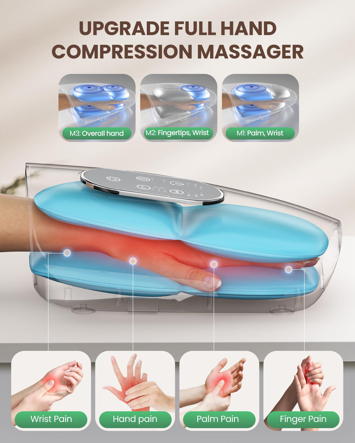 Cordless Hand Massager with Heat Compression A187
