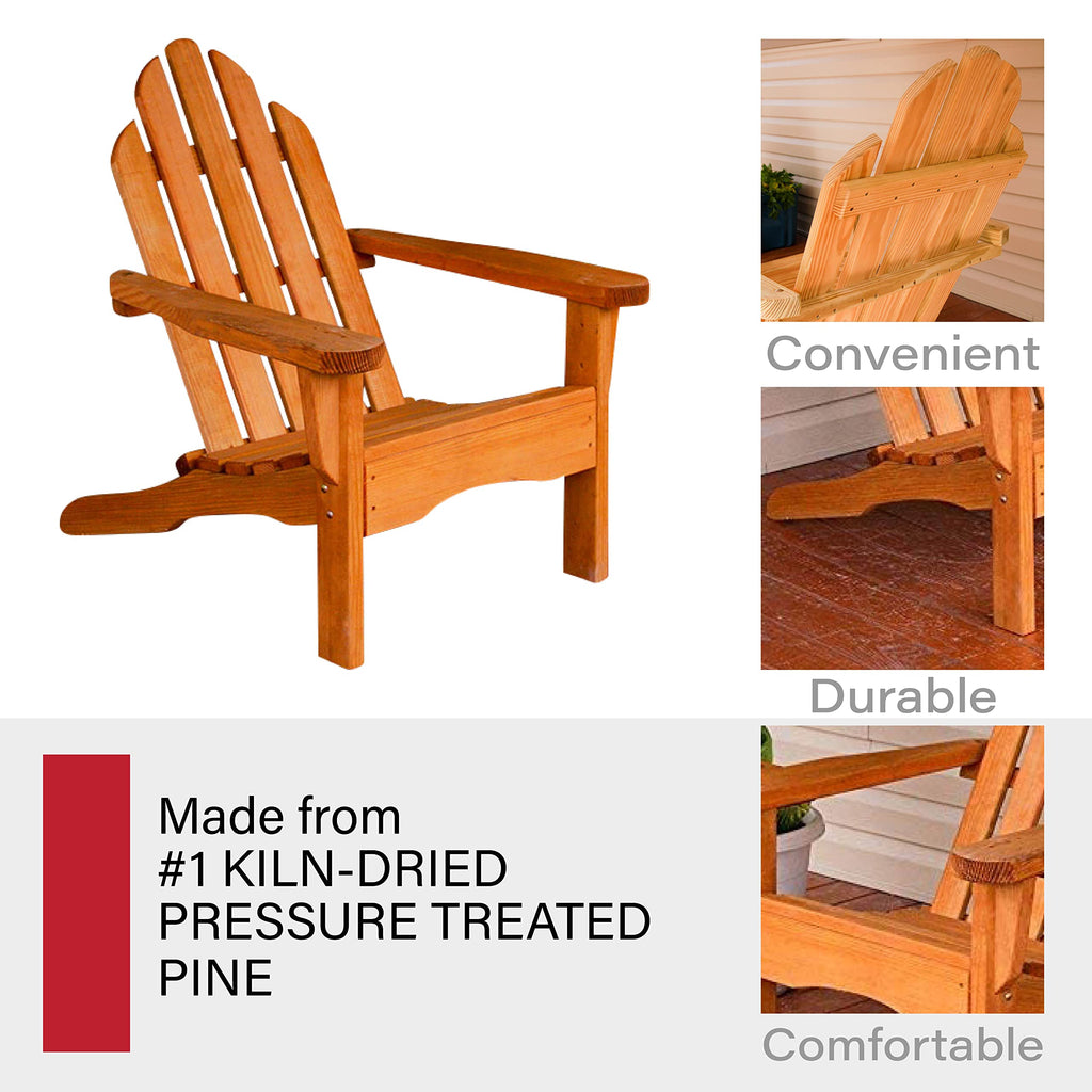Heavy Duty Adirondack Chair Treated Pine 800 Lb Weight Capacity C530161