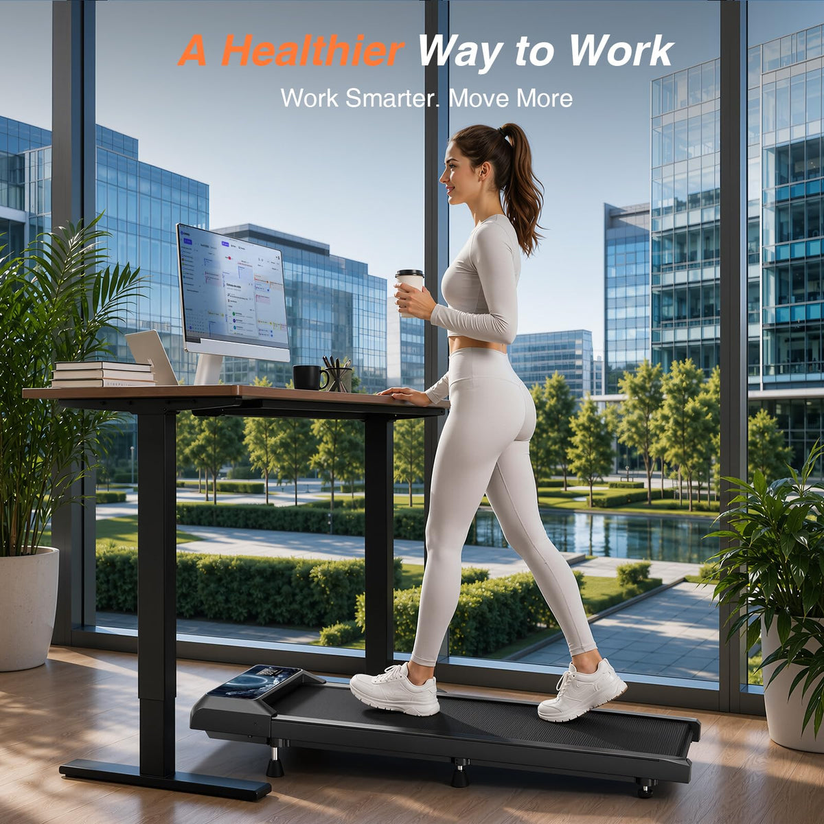 Walking Treadmill Pad with Adjustable 8% Incline and Handle Bar K75401
