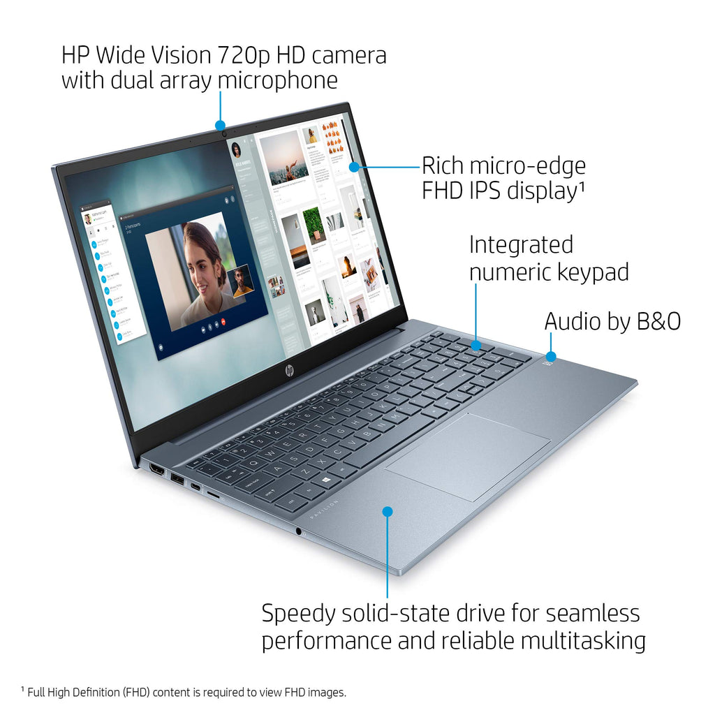 15.6" FHD Laptop AMD Ryzen 5 5500U 8GB 512GB SSD Windows 10 Horizon Blue B9324
