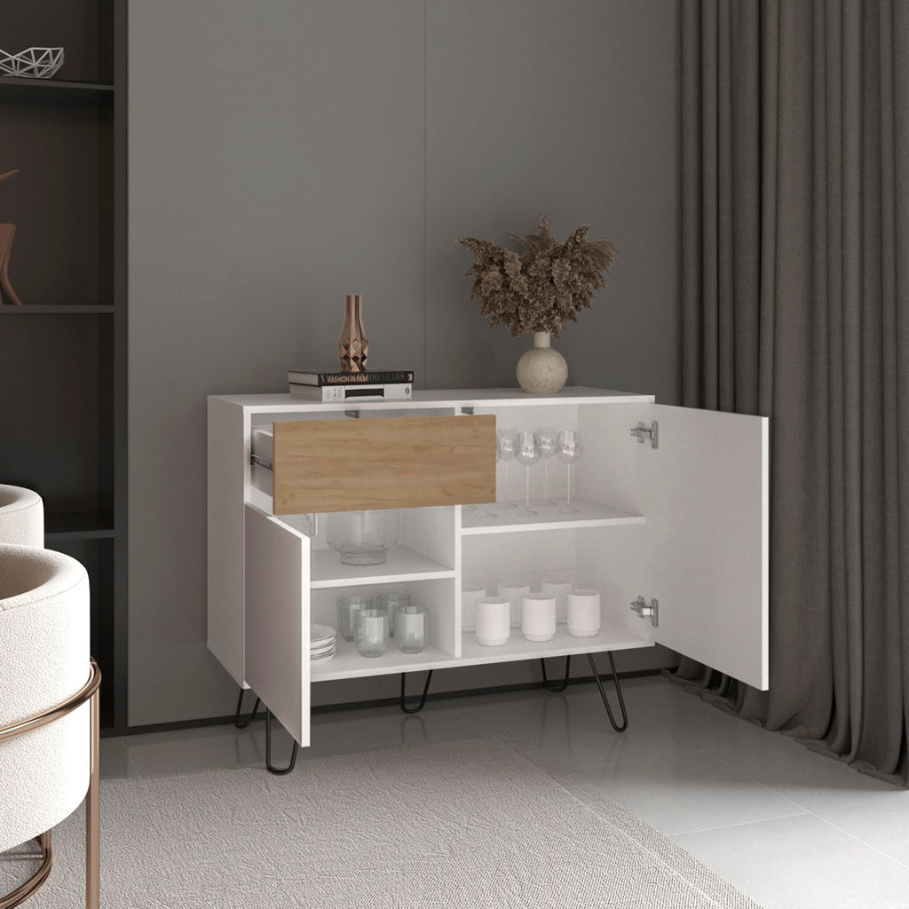 39" Wide Console Table with Two Cabinets, One Drawer and Four Shelves Q2353