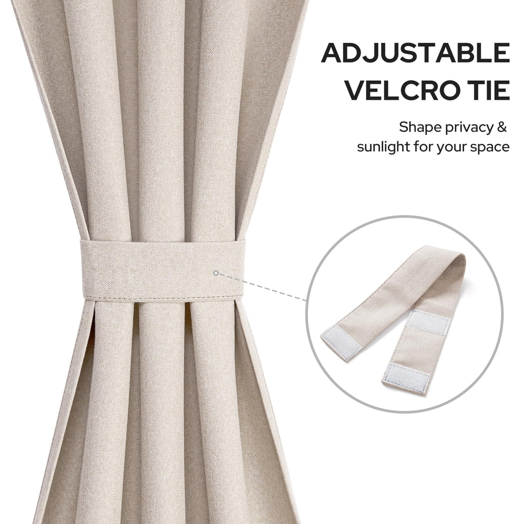 100% Blackout Linen Door Curtains 26x72 Inch B38023