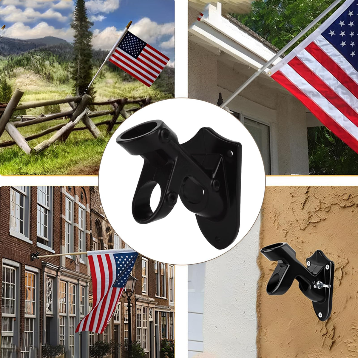 4 Pack Aluminum Flag Pole Holder Brackets 1 inch H356656