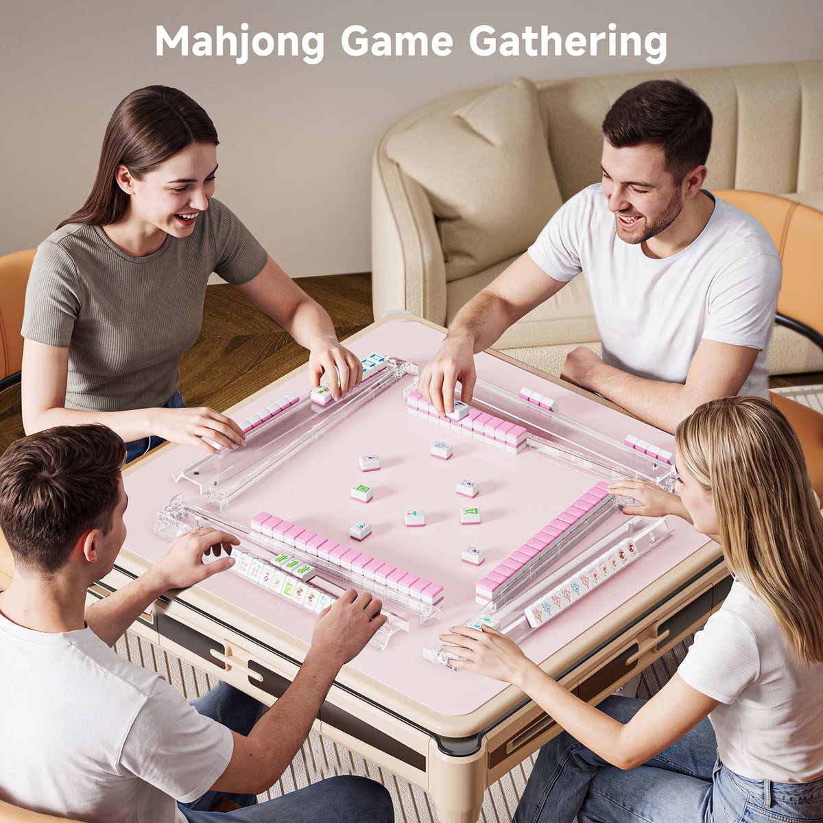 Clear Acrylic Mahjong Racks with Pushers, 4 Pack D4297