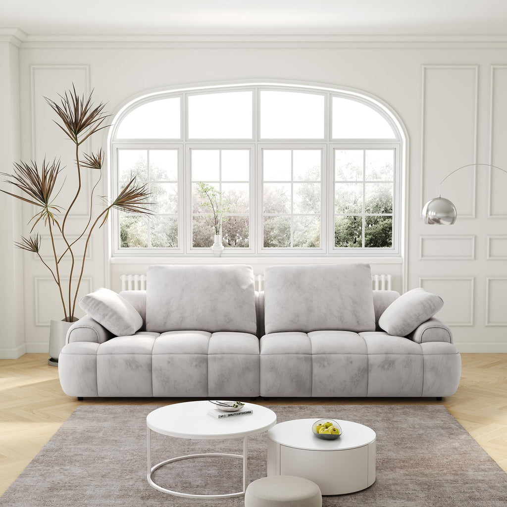 Light Gray Velvet 3 Seat Sofa with Pillow G99486