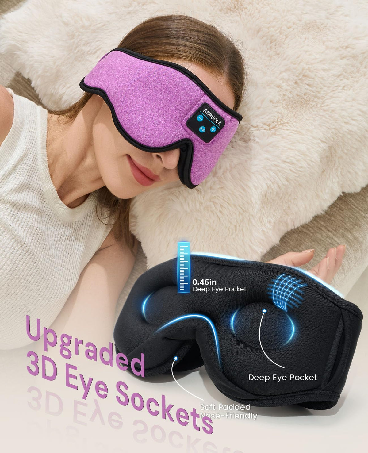Bluetooth Sleep Mask with Blackout Eye Mask W787