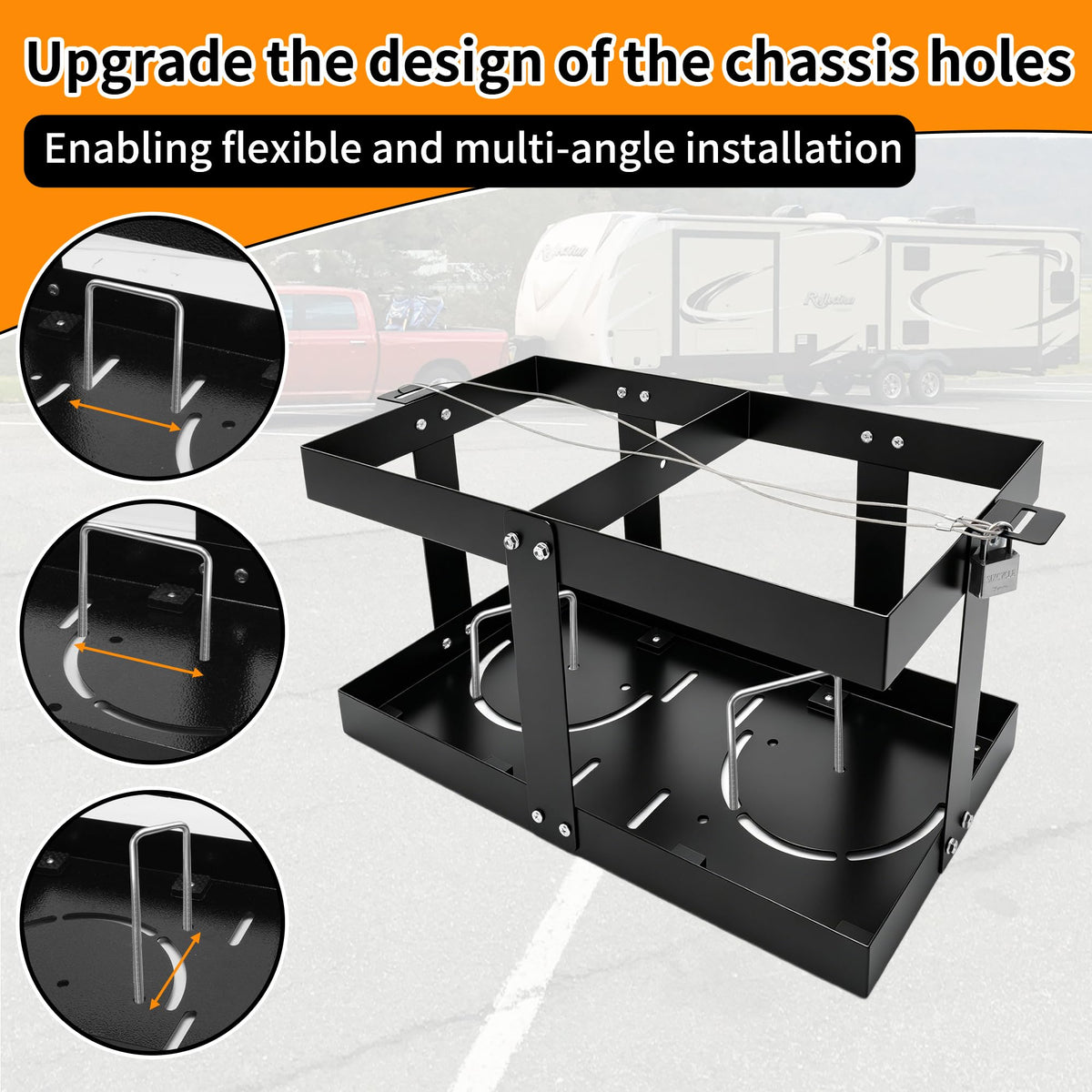 Gas Can Rack with Lock Cable and Rubber Pads C49207