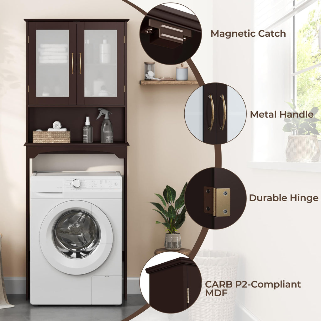 Over the Toilet Storage Cabinet with Glass Doors A318701
