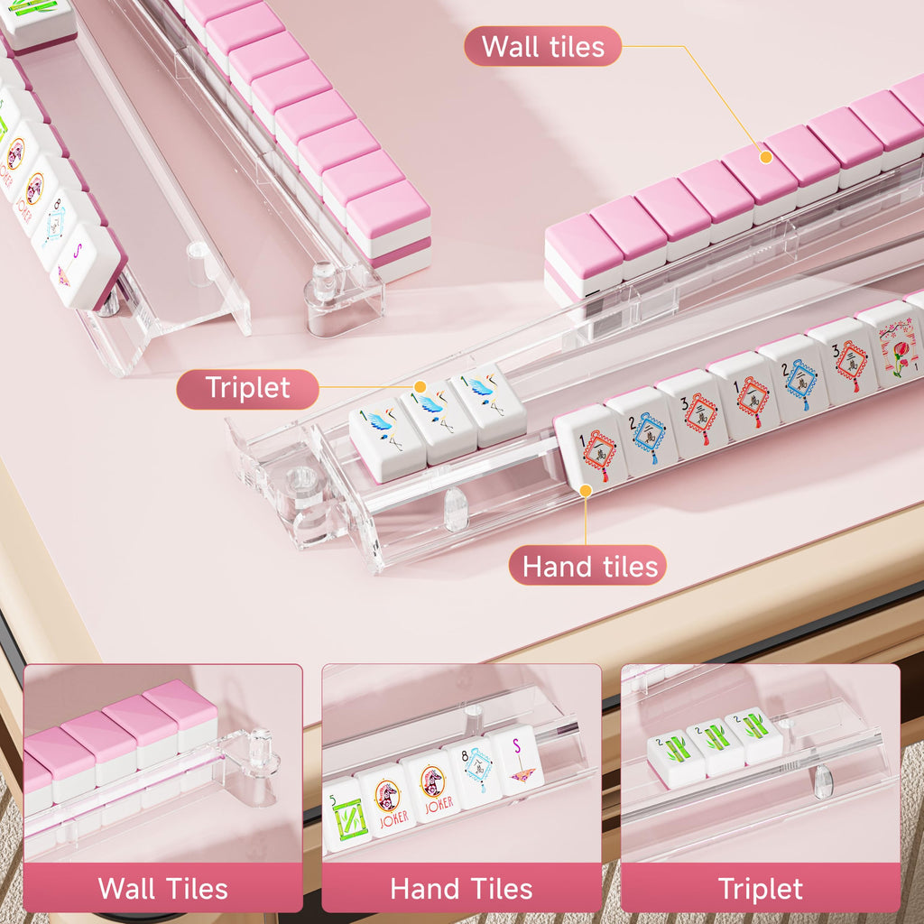 Clear Acrylic Mahjong Racks with Pushers, 4 Pack D4297