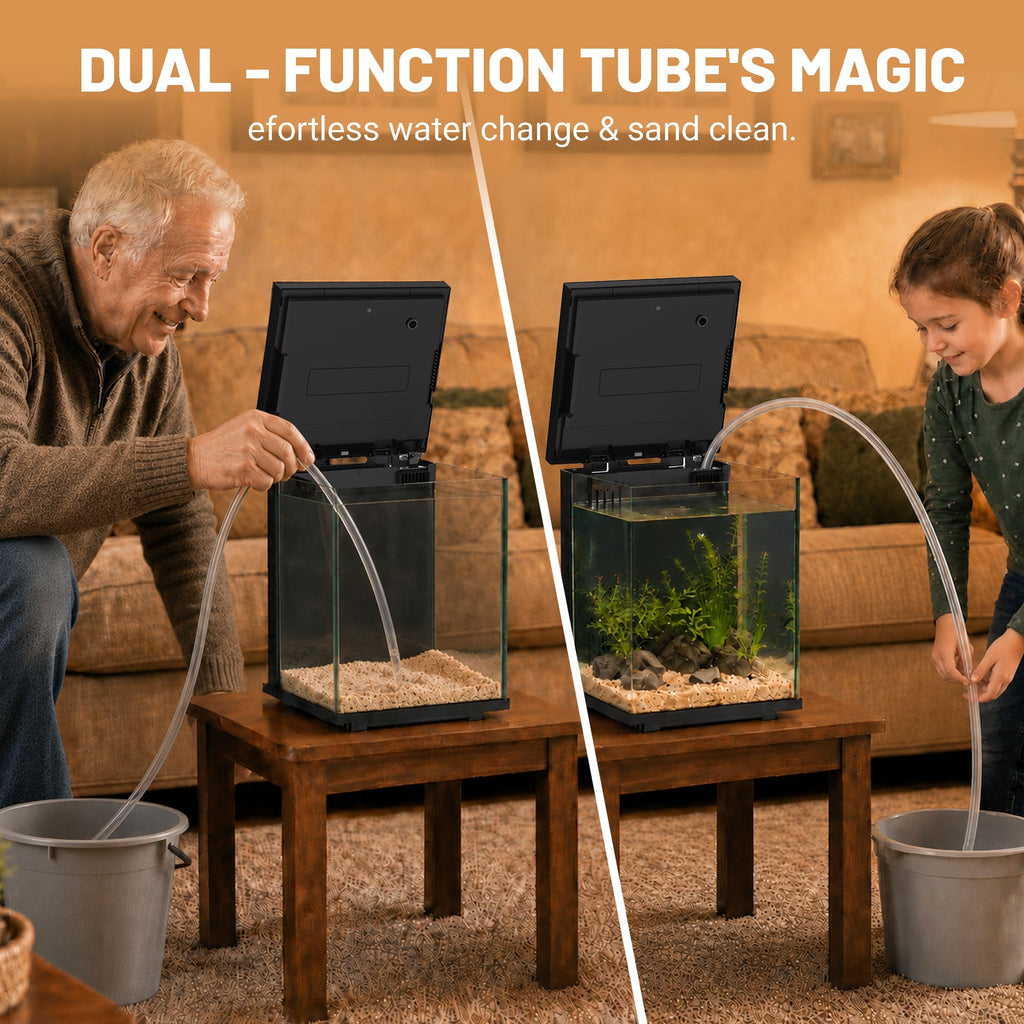 4 Gallon Ultra-Clear Glass Aquarium Kit with Auto Feeder Z9305