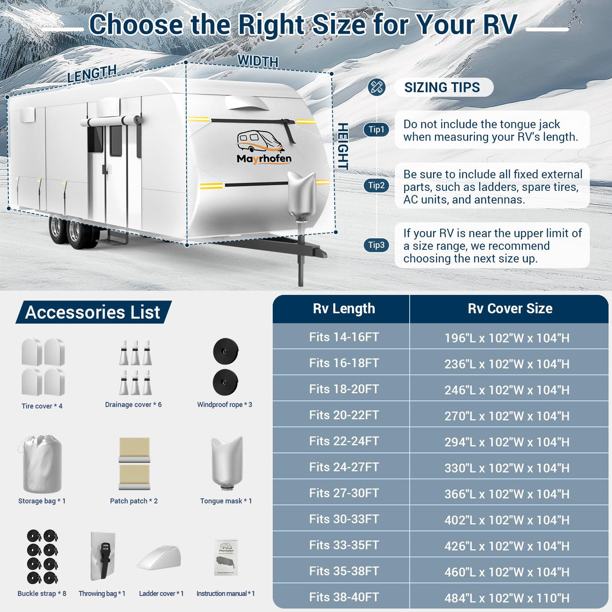 600D Oxford Fabric 22-24ft Travel Trailer Cover J82624