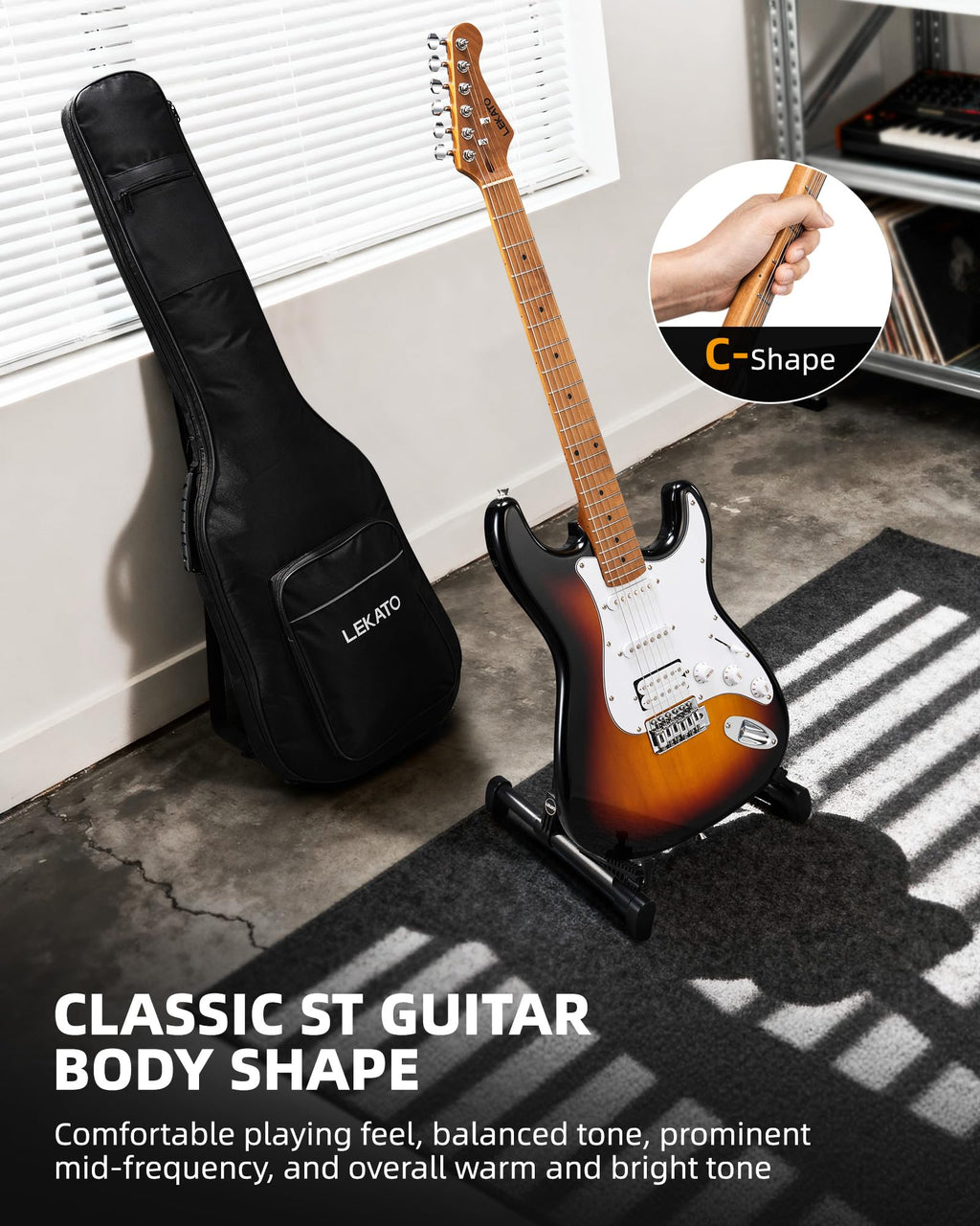 39 Inch HSS Electric Guitar Kit with 5W Mini Amp and Bag L358