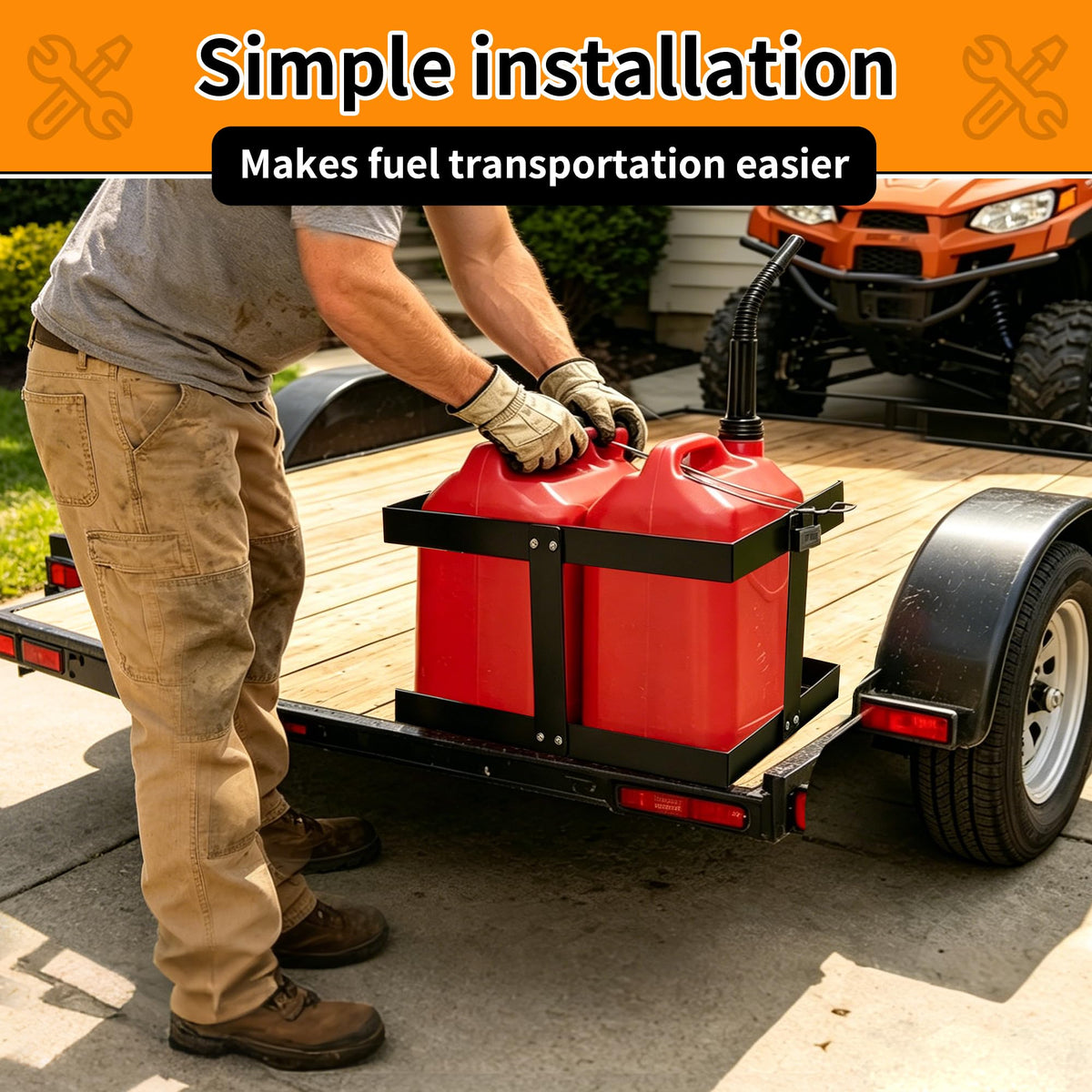 Gas Can Rack with Lock Cable and Rubber Pads C49207