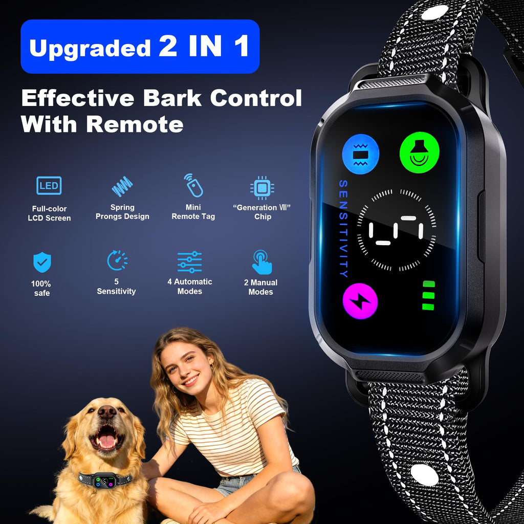 Dog Bark Collar with Remote Control, 2-in-1 Automatic & Manual Training Collar O603255