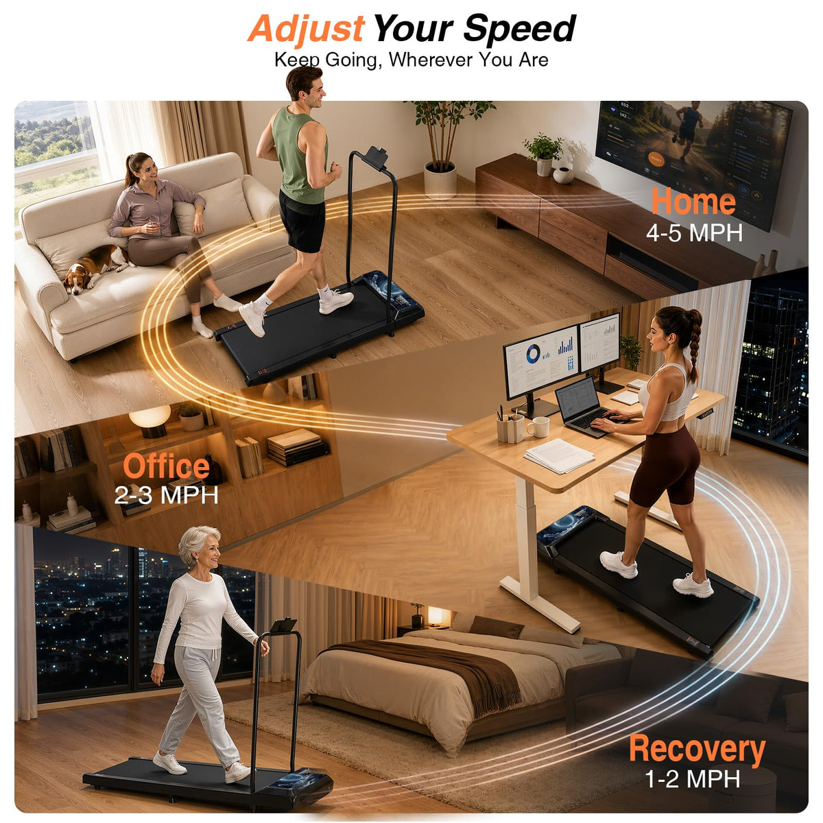 Walking Treadmill Pad with Adjustable 8% Incline and Handle Bar K75401