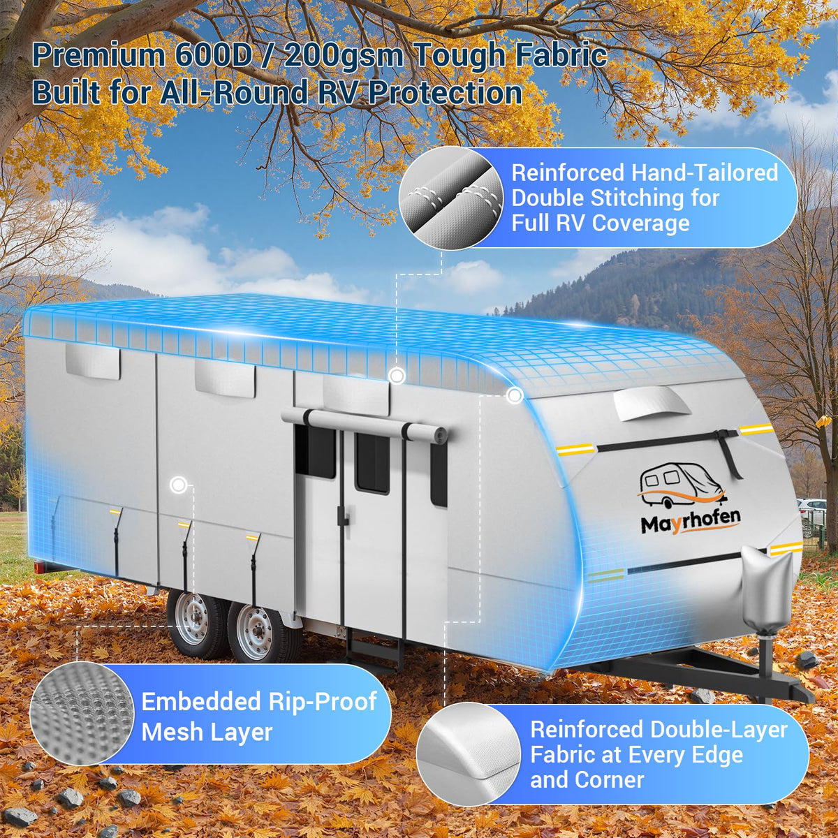 600D Oxford Fabric 22-24ft Travel Trailer Cover J82624