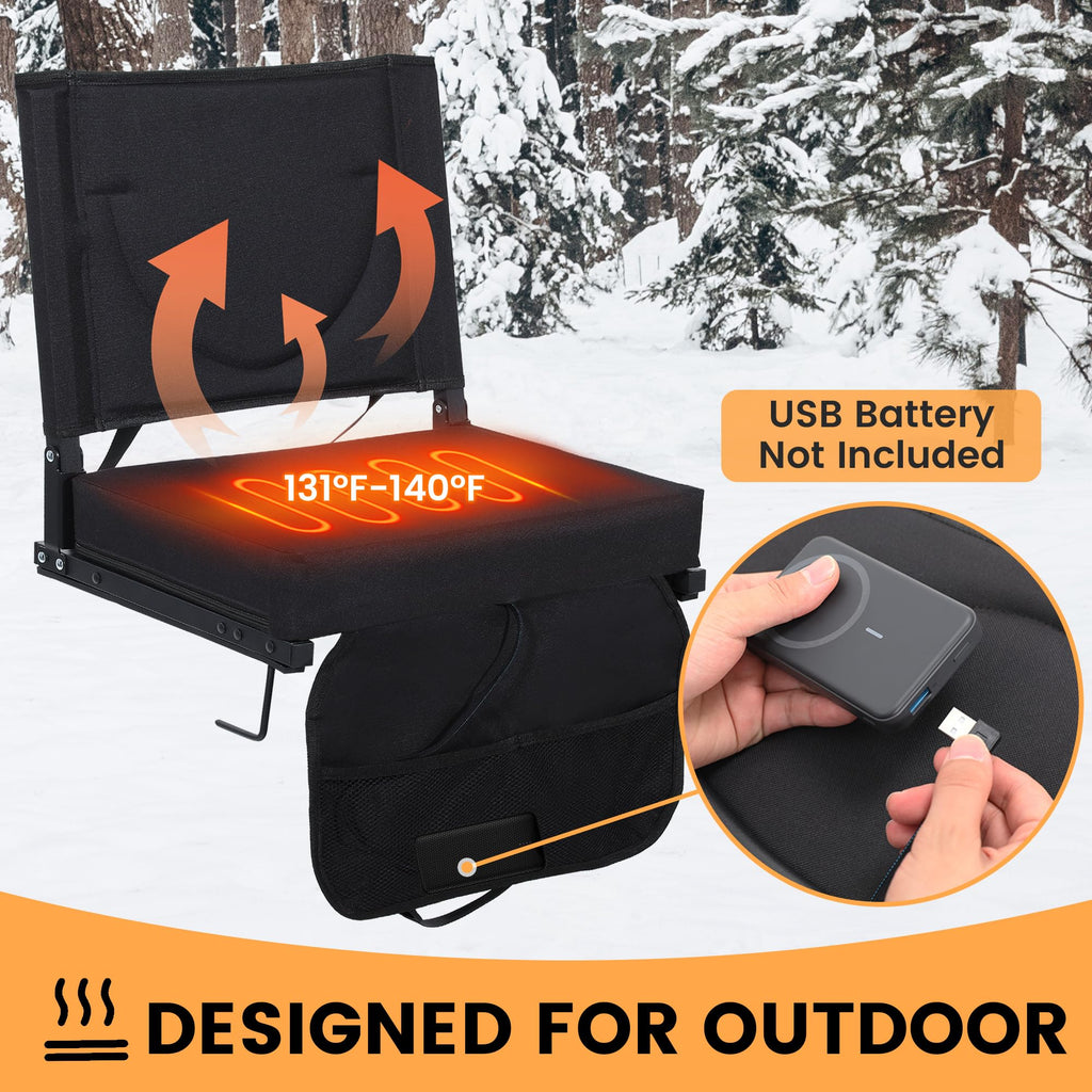 Heated Stadium Seats with Backrest and Cushion X981852