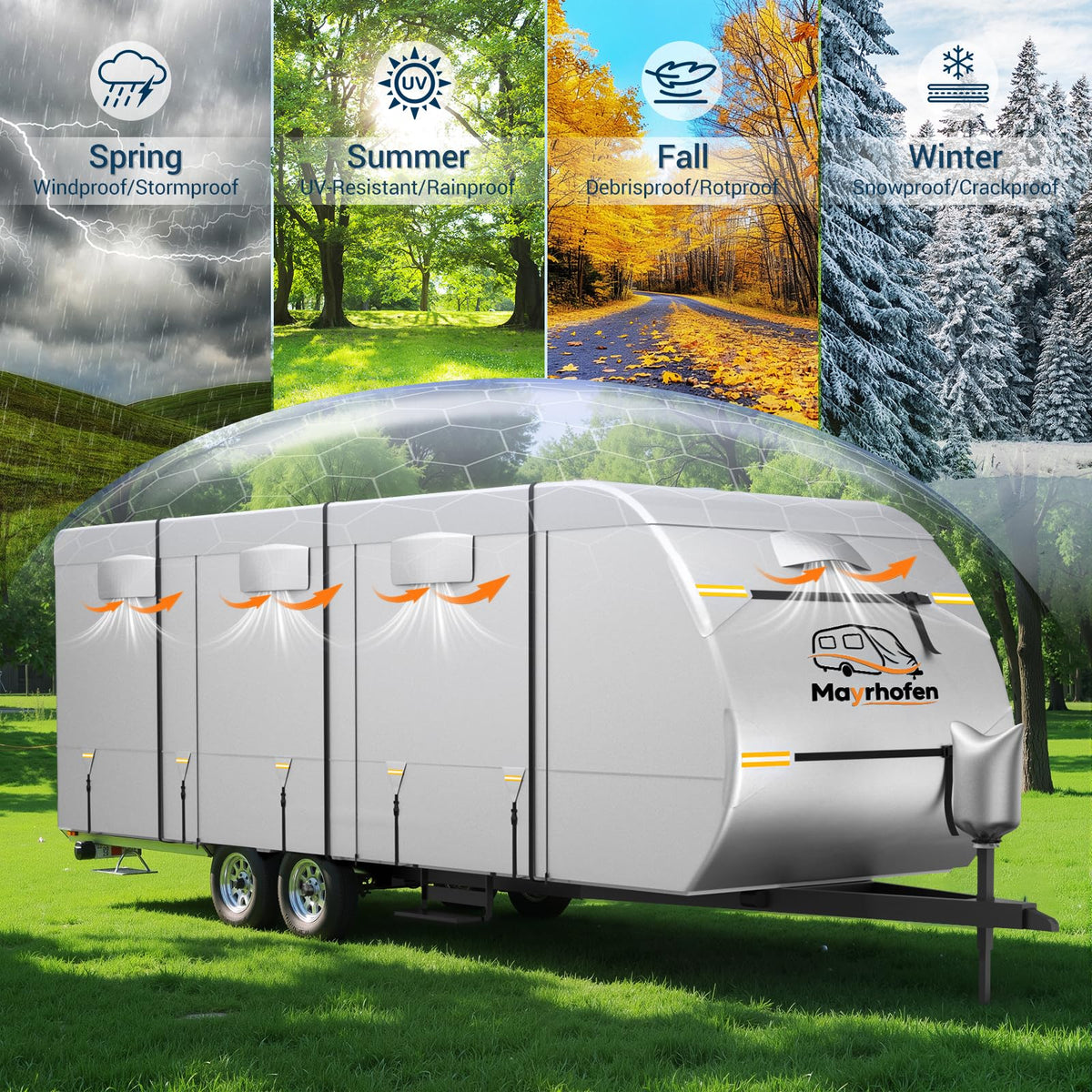 600D Oxford Fabric 22-24ft Travel Trailer Cover J82624