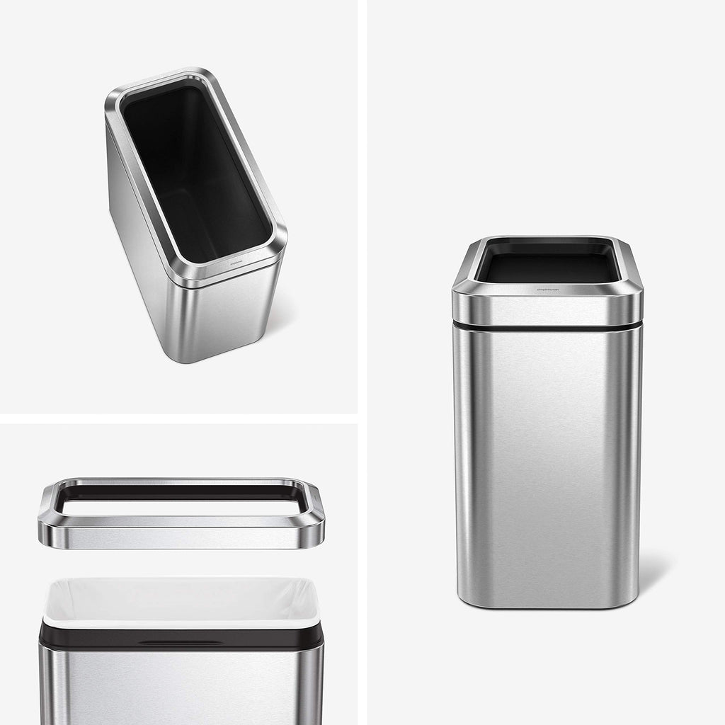 25L Brushed Stainless Steel Slim Open Trash Can W5727