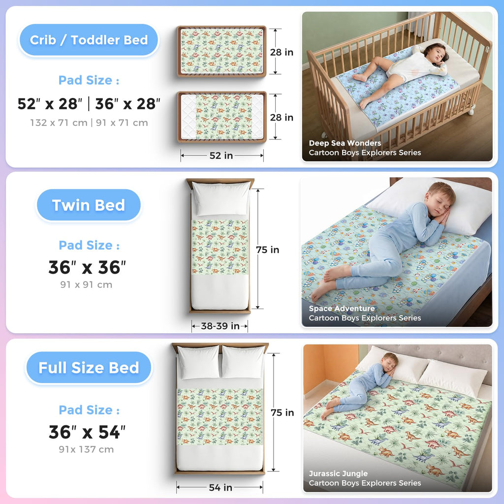 Viscose from Bamboo 3 Pack Waterproof Non-Slip Crib Pee Pads U645
