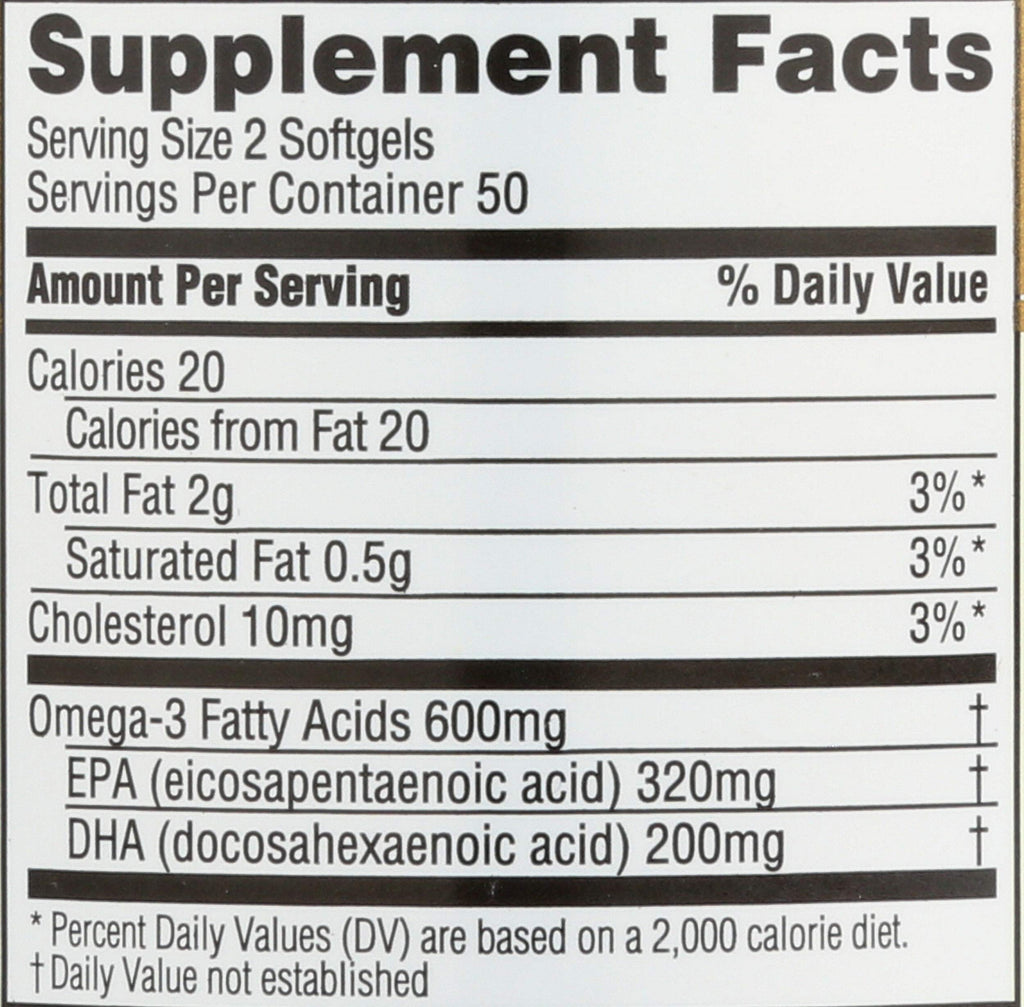 Fish Oil Omega-3 1000 mg 100 Count Softgels R533