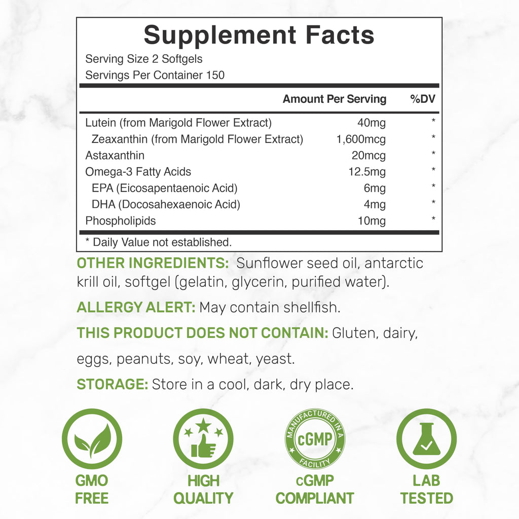 Lutein and Zeaxanthin 40mg 300 Softgels C33600