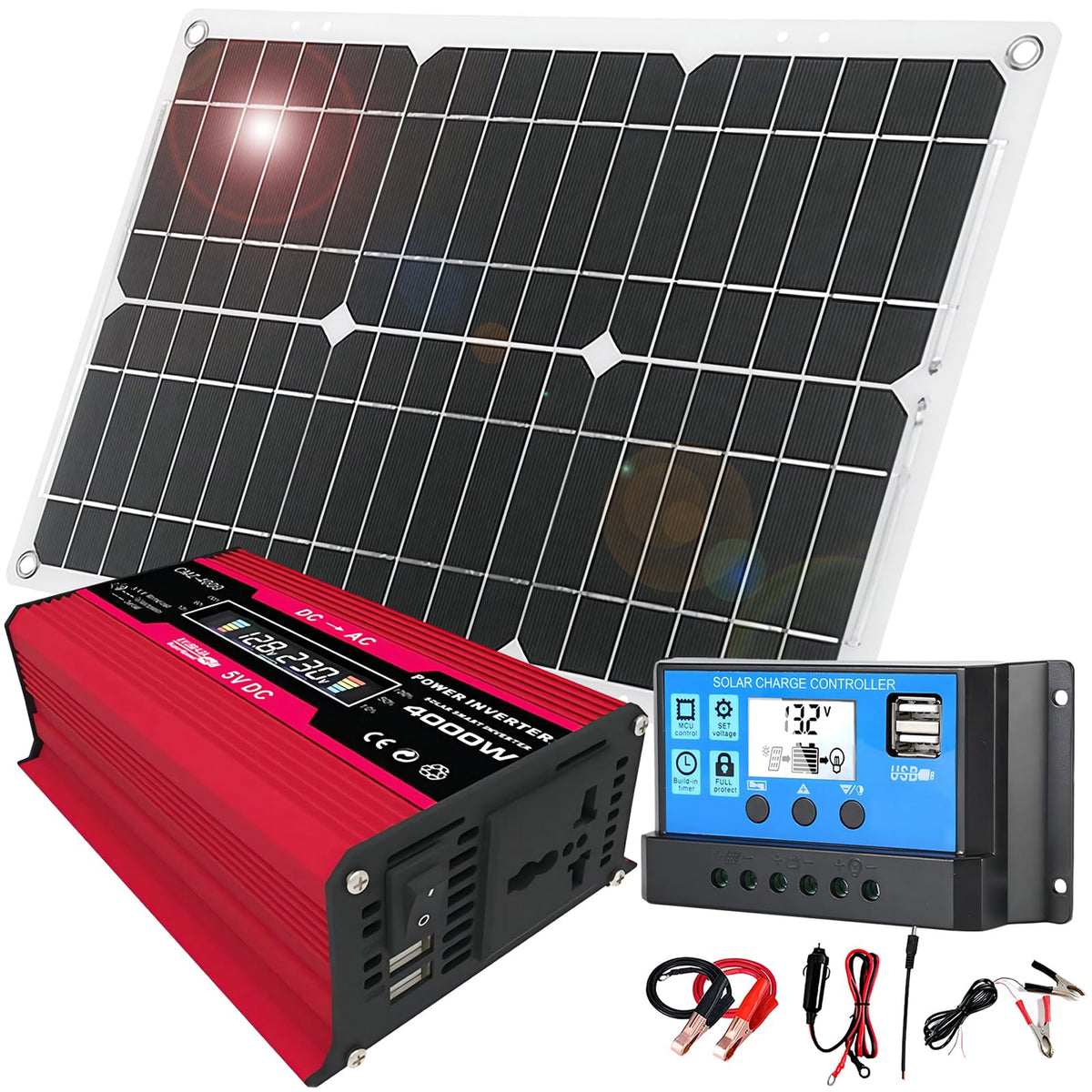 12V Off-Grid Solar Panel Kit with Inverter & Charge Controller A298