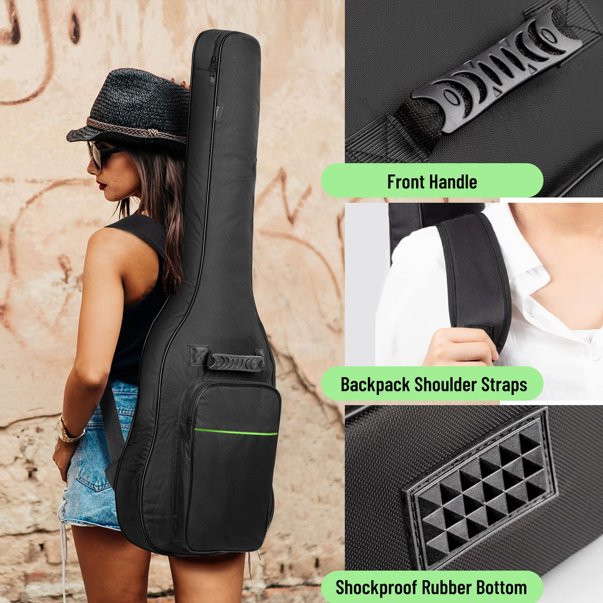 Electric Guitar Bag 0.3in Padded Green B990