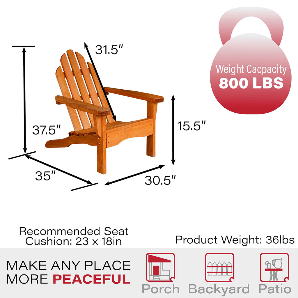 Heavy Duty Adirondack Chair Treated Pine 800 Lb Weight Capacity C530161