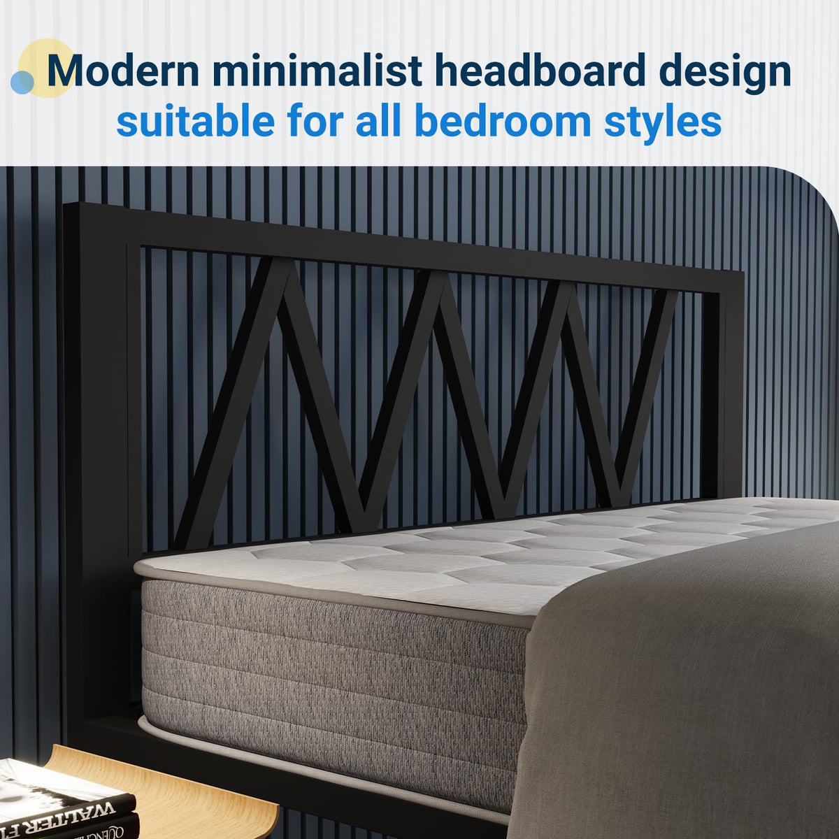 18 Inch Full Size Metal Platform Bed Frame with Headboard S457