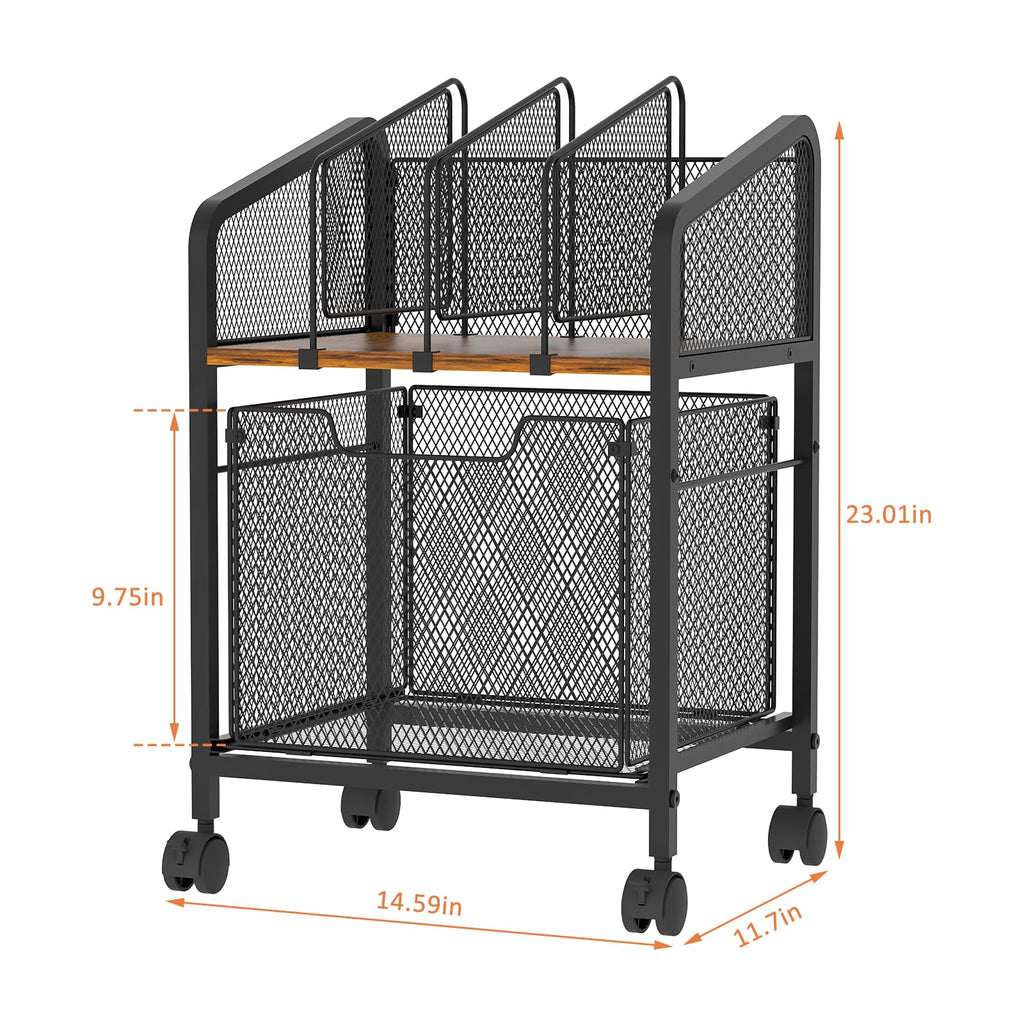 Rolling File Cabinet with Adjustable Dividers and Storage Drawer V780119