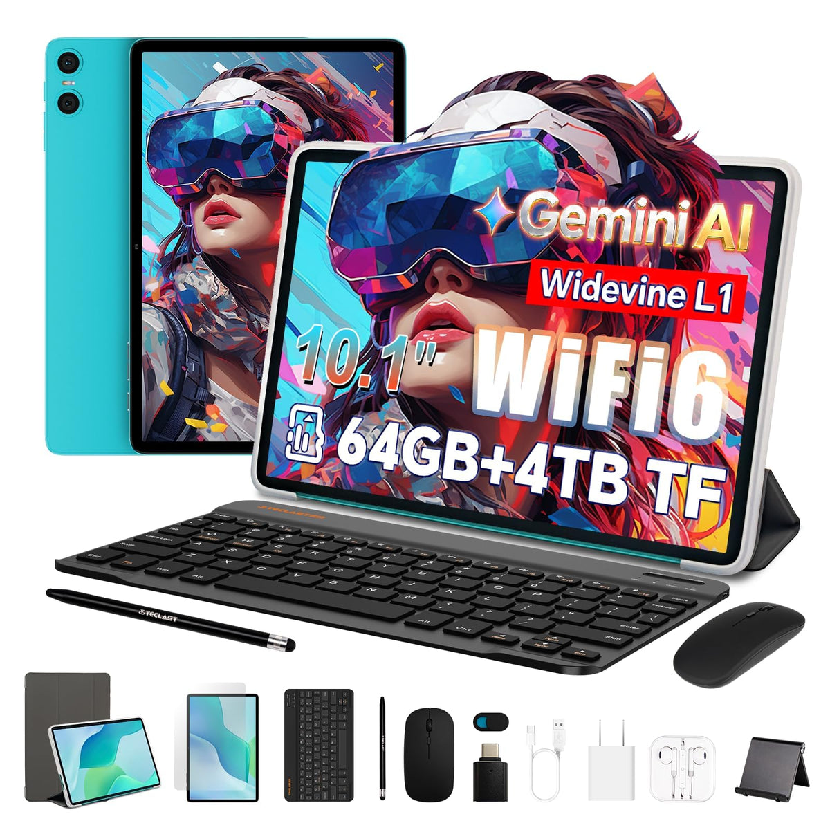 10.1" Android 2-in-1 Tablet Bundle with Keyboard Mouse Case D95157
