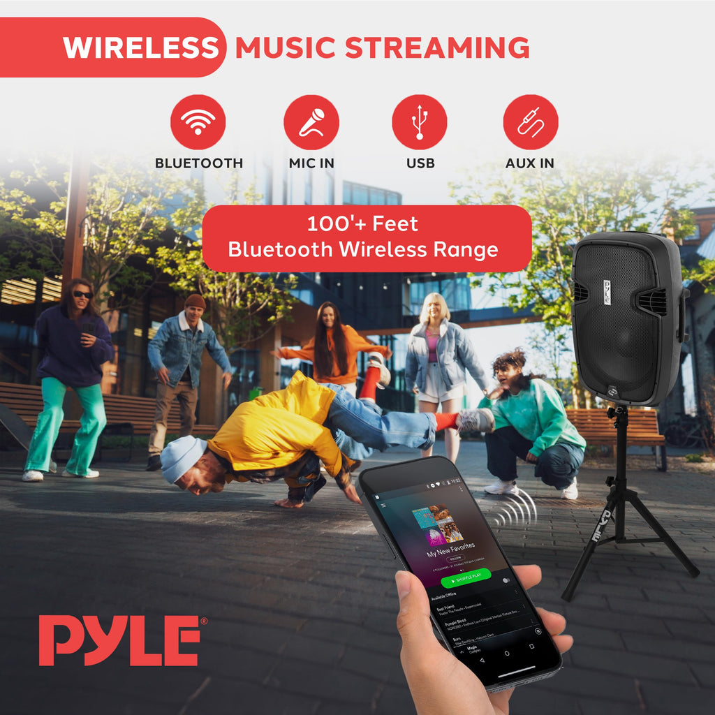 Black 1500W Portable PA Speaker System R742