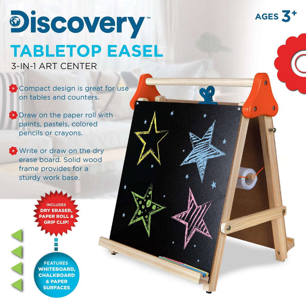 3-in-1 Tabletop Dry Erase Chalkboard Art Easel with Paper Roll H91458