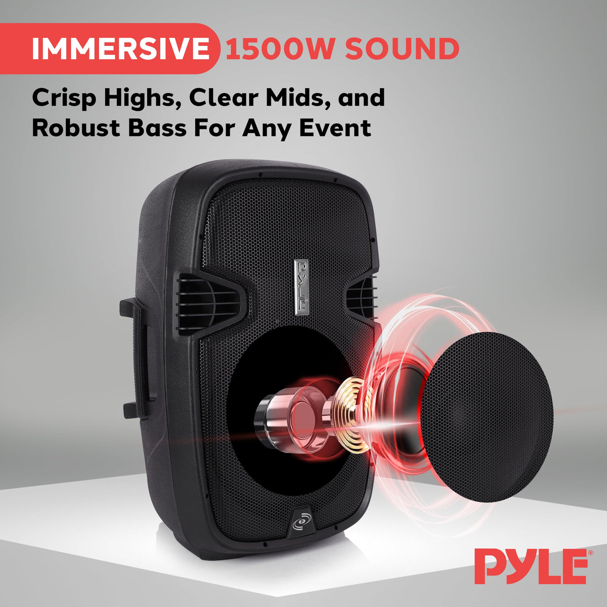 Black 1500W Portable PA Speaker System R742