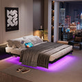 Queen Floating Bed Frame with LED Lights and Charging Station B829