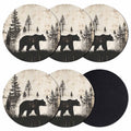 Black Beige Bear Absorbent Coasters Set of 6 V508867