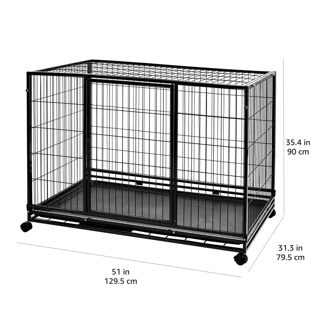 Portable Heavy Duty Stackable Dog Kennel with Tray, Black B89784