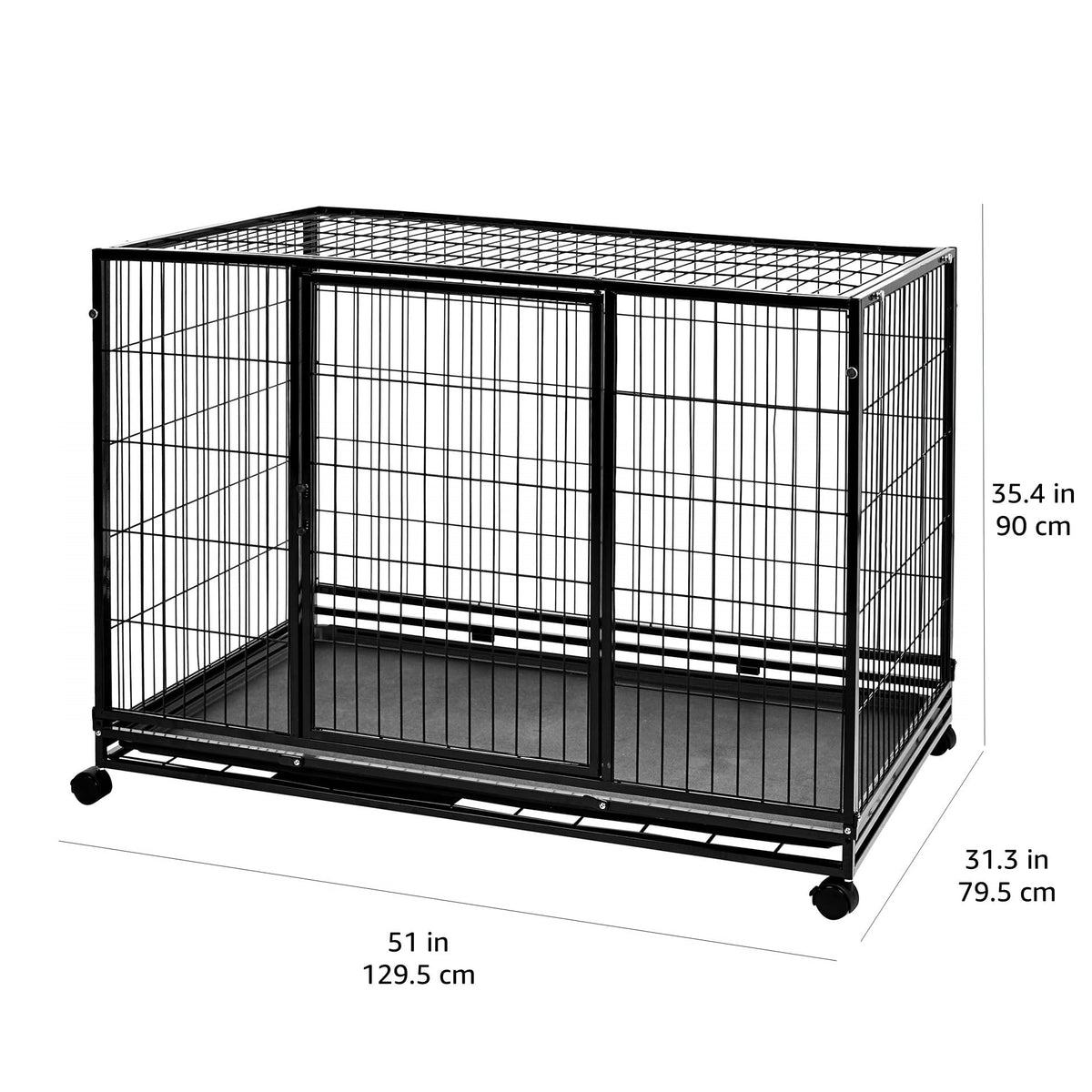 Portable Heavy Duty Stackable Dog Kennel with Tray, Black B89784