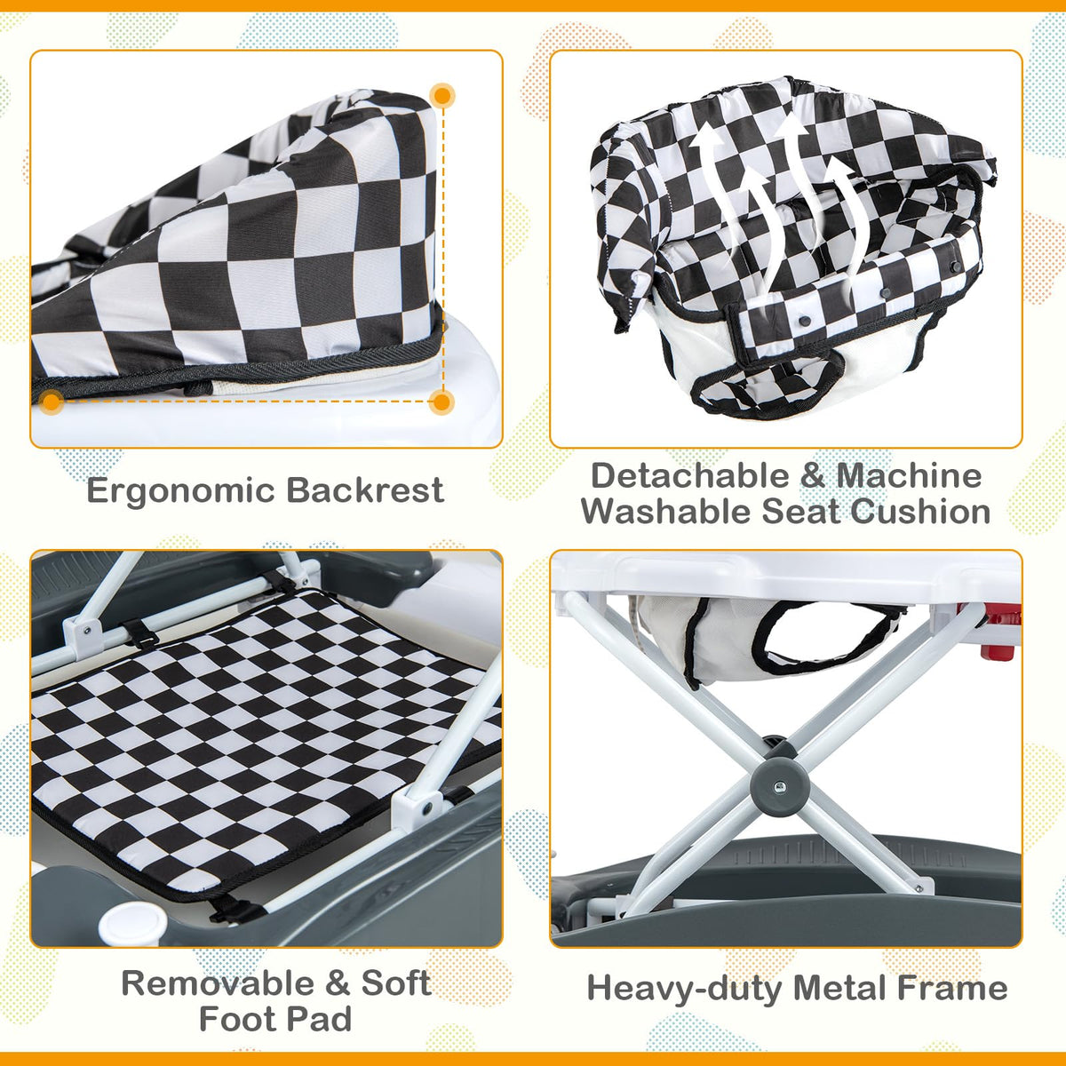 Foldable Adjustable Baby Walker with Wheels Z431