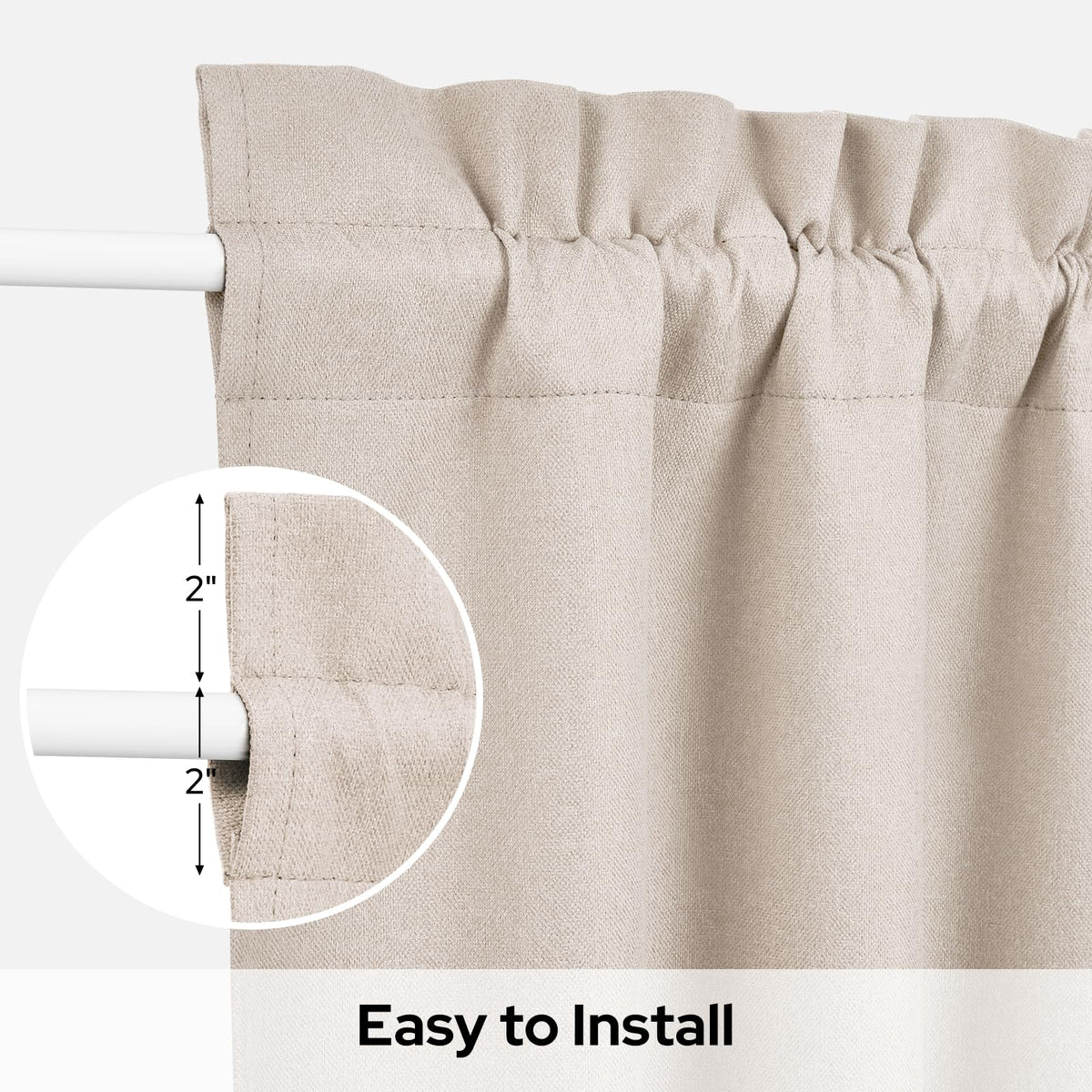 100% Blackout Linen Door Curtains 26x72 Inch B38023
