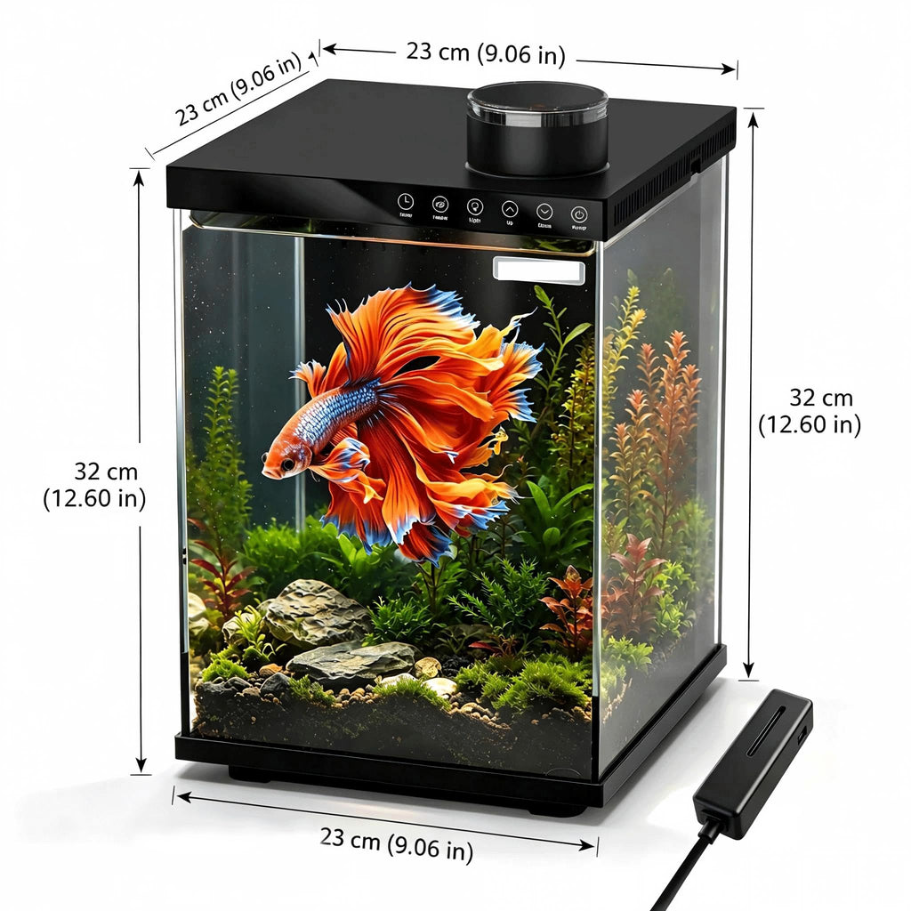 4 Gallon Ultra-Clear Glass Aquarium Kit with Auto Feeder Z9305
