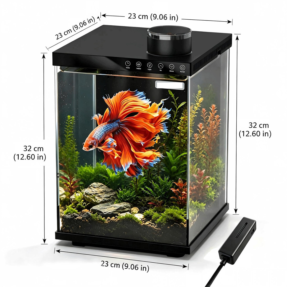 4 Gallon Ultra-Clear Glass Aquarium Kit with Auto Feeder Z9305