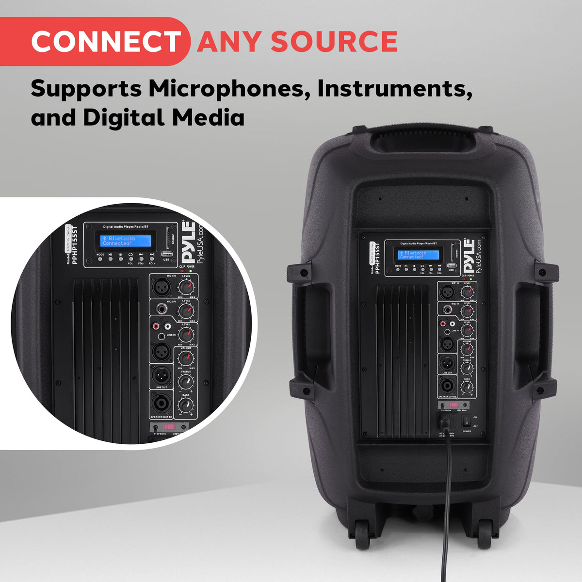 Black 1500W Portable PA Speaker System R742