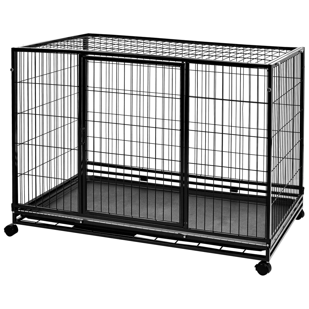 Portable Heavy Duty Stackable Dog Kennel with Tray, Black B89784