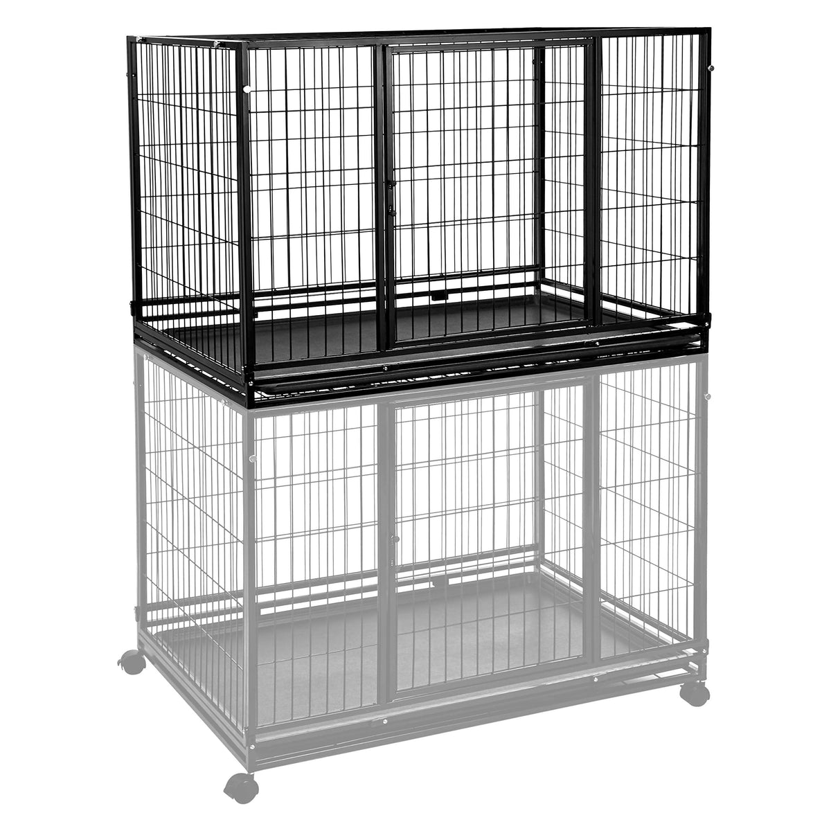 Portable Heavy Duty Stackable Dog Kennel with Tray, Black B89784