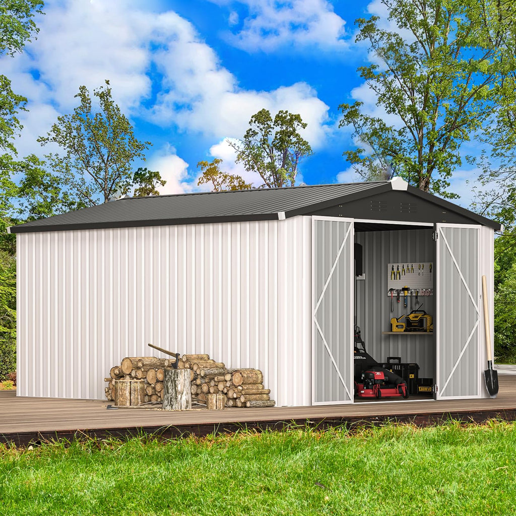 10x14 White Metal Outdoor Storage Shed N298314